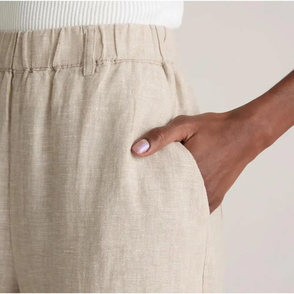 Quince European Linen Pants Trousers Slacks in Flax Sz L Preppy Comfort Classic